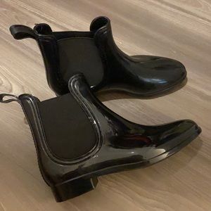 Black rain boots